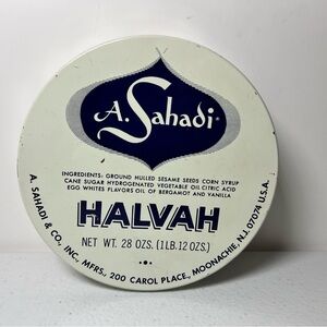 Vintage A. Sahadi Halvah Tin Can 28 Oz Empty
